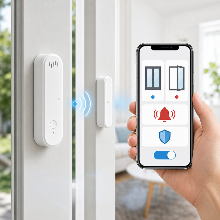 Drahtloser Reed-Schalter / WLAN-Öffnungssensor von GreenBlue, Android/iOS, für Türen / Fenster, 3,0 V DC, LR03x2, mit Alarm, GB478, 2 Sets