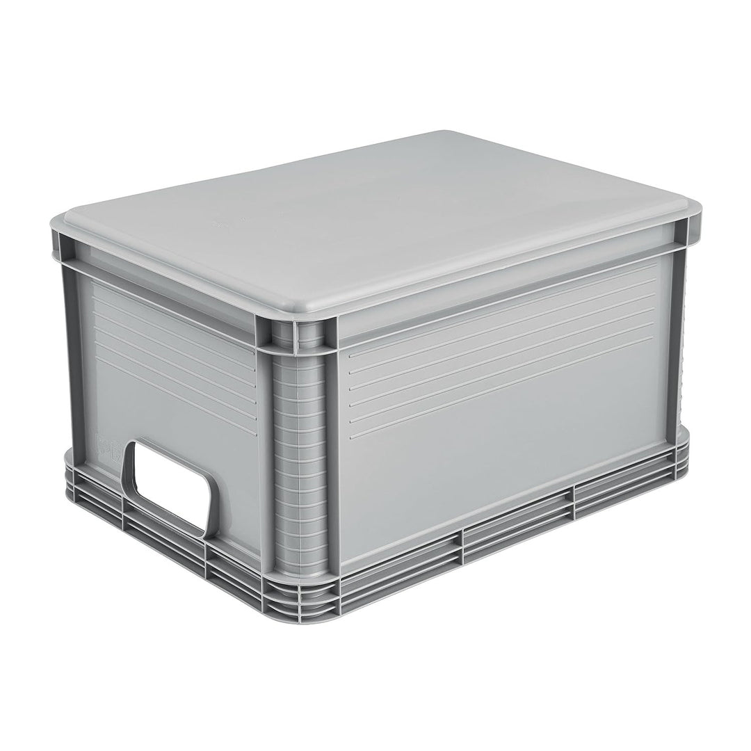 Transportbehälter von Robert Keeeper, Fassungsvermögen 20 l, grau, lebensmittelecht, leicht und robust, Tragkraft bis zu 30 kg, 2 Stück