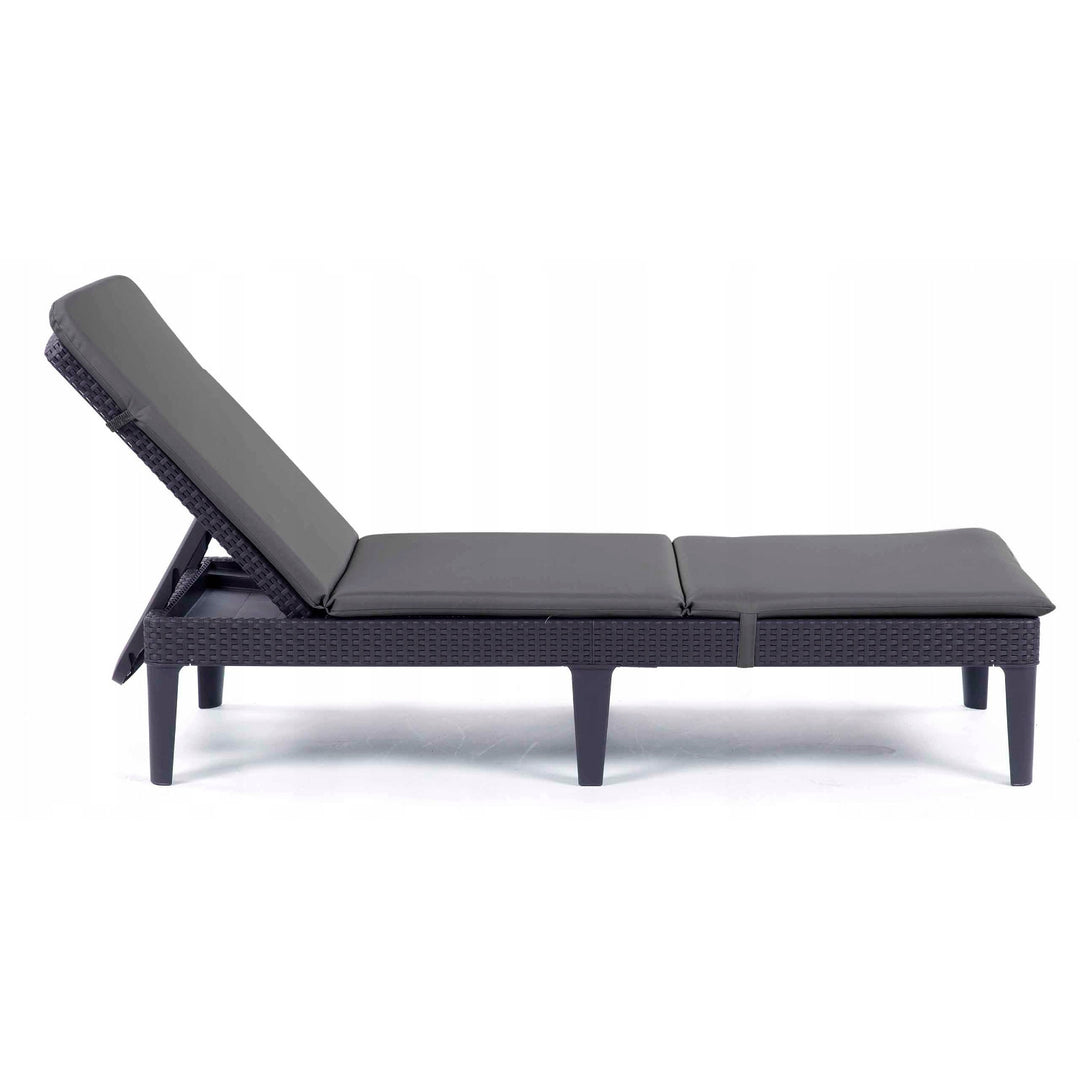 Kissen für Liegestuhl „Jaipur“, Farbe: Dunkelgrau, Stoff S-500, Größe 190 x 60 cm, zwei Befestigungssysteme, wasserabweisend, vollständig waschbar, S-49, 3 Stück