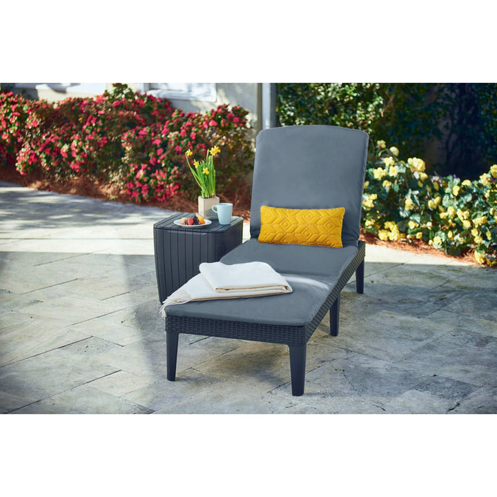 Kissen für Liegestuhl „Jaipur“, Farbe: Dunkelgrau, Stoff S-500, Größe 190 x 60 cm, zwei Befestigungssysteme, wasserabweisend, vollständig waschbar, S-49, 3 Stück