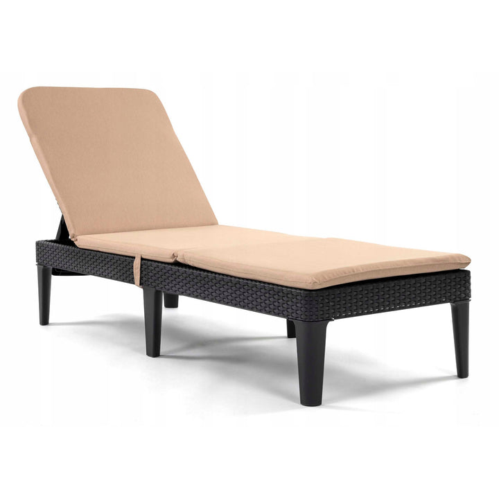 Kissen für den Liegestuhl „Jaipur“, Farbe: Beige, Stoff S-550 Melange, Größe 190 x 60 cm, zwei Befestigungssysteme, wasserabweisend, vollständig waschbar, Melange S-21, 2 Stück
