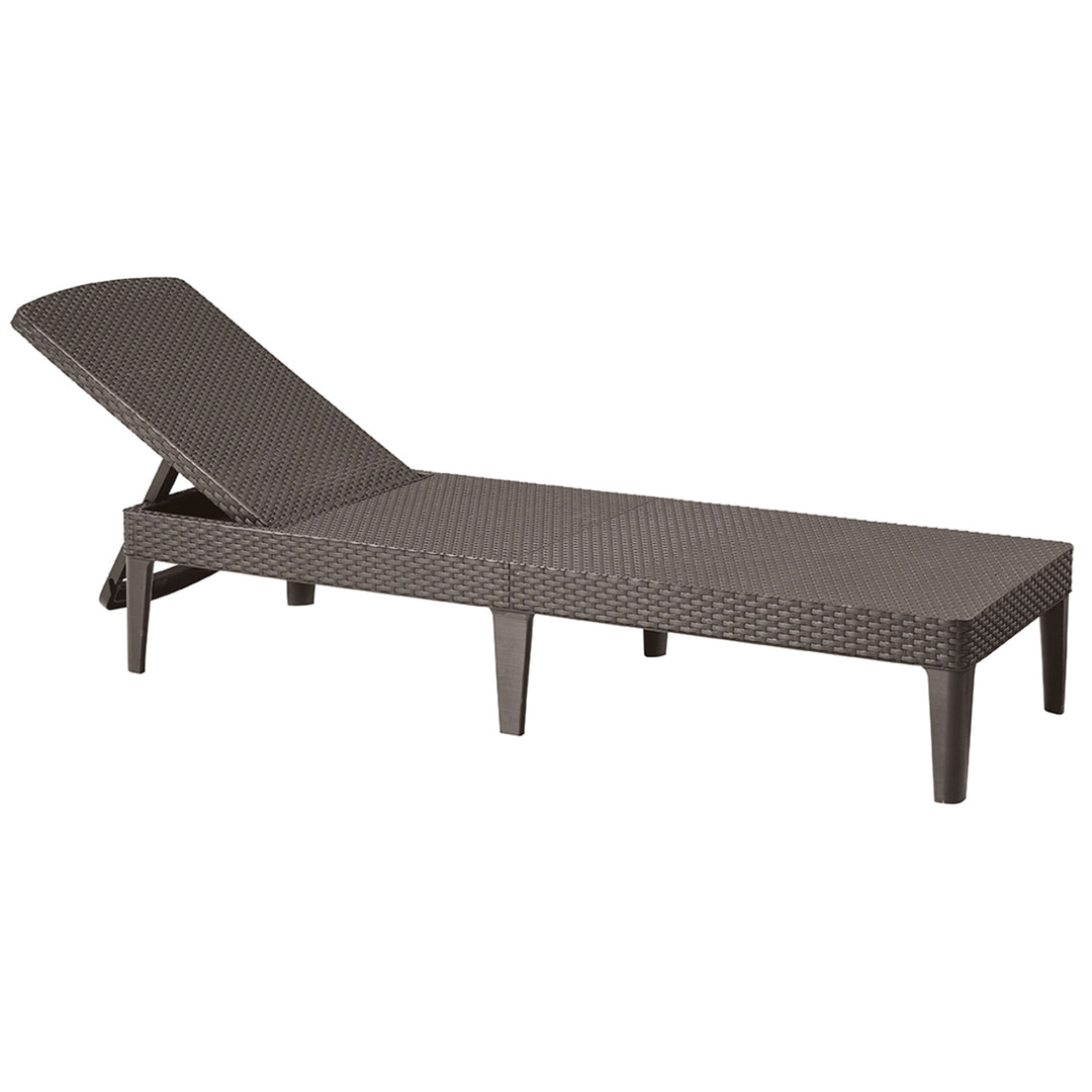 Verstellbare Gartenliege „Jaipur Sun Lounger“ in Braun + Liegenkissen „Jaipur“, Farbe: Dunkelgrau, Stoff S-500, Maße: 190 x 60 cm