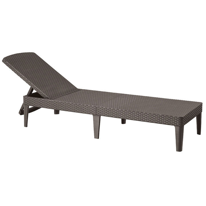 Verstellbare Gartenliege „Jaipur Sun Lounger“ in Braun + Liegenkissen „Jaipur“, Farbe: Dunkelgrau, Stoff S-500, Maße: 190 x 60 cm