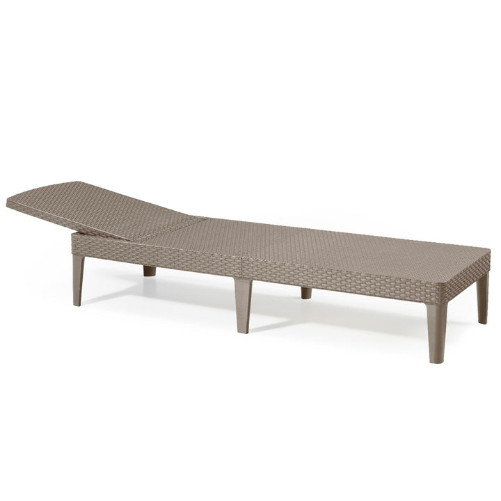 Verstellbare Gartenliege „Jaipur Sun Lounger“ in Cappuccino + Liegenkissen „Jaipur“, Farbe Dunkelgrau, Stoff S-500, Größe 190 x 60 cm