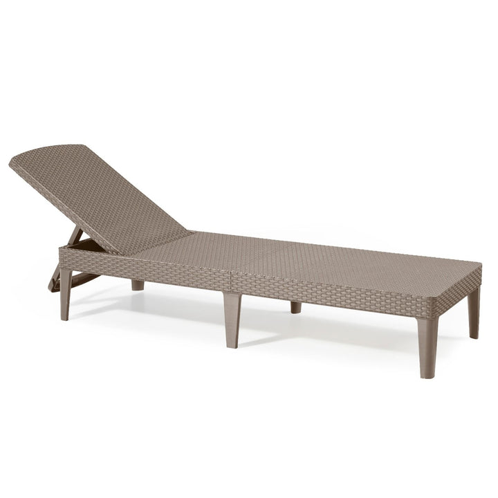 Verstellbare Gartenliege „Jaipur Sun Lounger“ in Cappuccino + Liegenkissen „Jaipur“, Farbe Dunkelgrau, Stoff S-500, Größe 190 x 60 cm