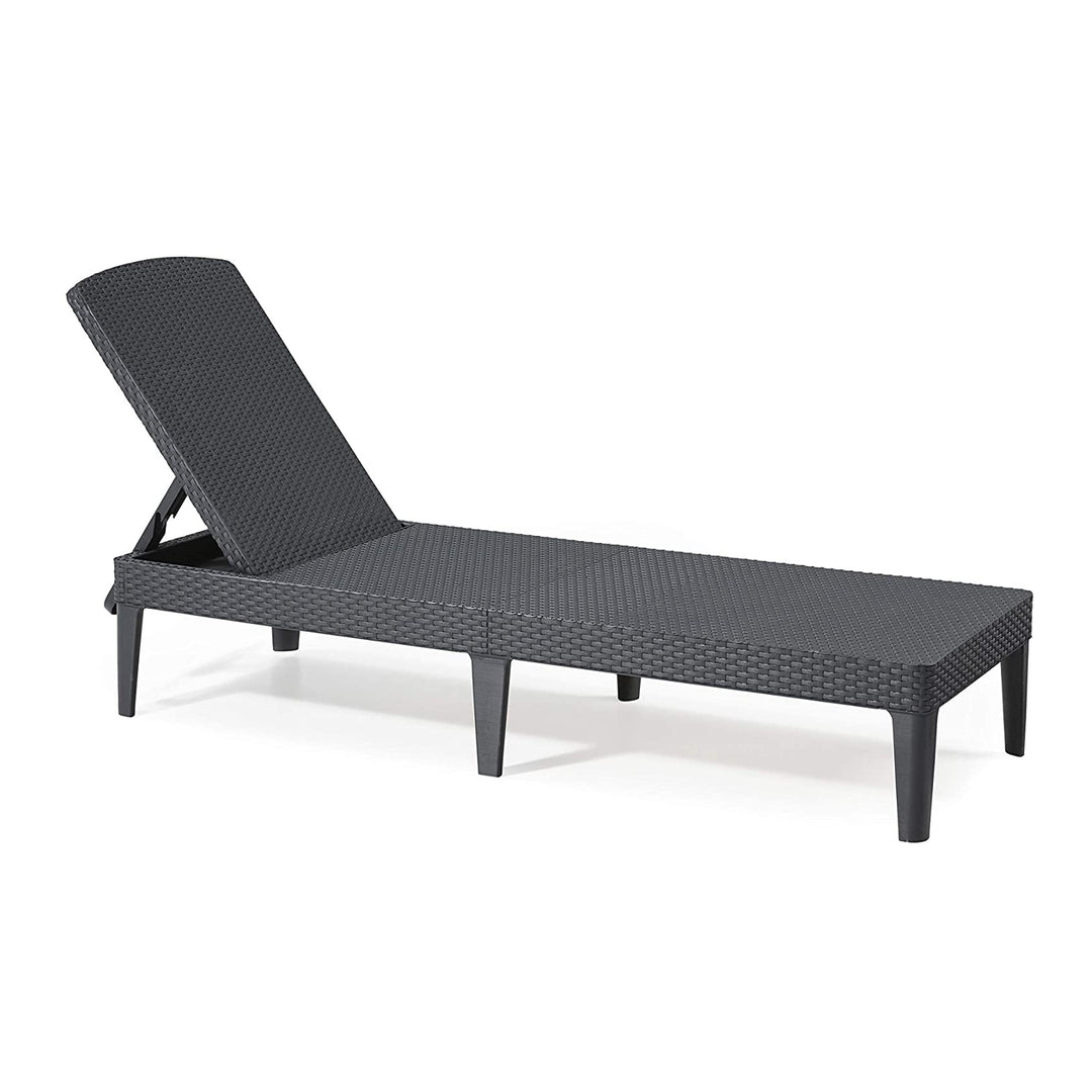Verstellbare Gartenliege „Jaipur Sun Lounger“ in Graphit + Liegenkissen „Jaipur“, Farbe Dunkelgrau, Stoff S-500, Maße 190 x 60 cm