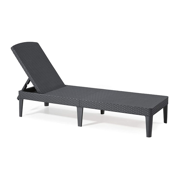 Verstellbare Gartenliege „Jaipur Sun Lounger“ in Graphit + Liegenkissen „Jaipur“, Farbe Dunkelgrau, Stoff S-500, Maße 190 x 60 cm