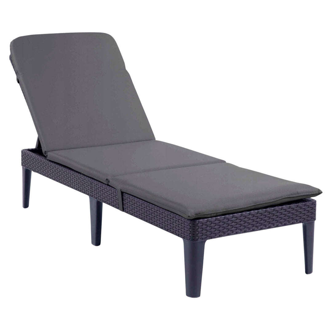 Verstellbare Gartenliege „Jaipur Sun Lounger“ in Graphit + Liegenkissen „Jaipur“, Farbe Dunkelgrau, Stoff S-500, Maße 190 x 60 cm