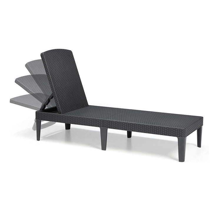 Verstellbare Gartenliege „Jaipur Sun Lounger“ in Graphit + Liegenkissen „Jaipur“, Farbe Beige, Stoff S-550 Melange, Größe 190 x 60 cm