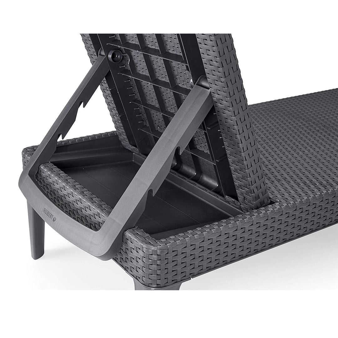 Verstellbare Gartenliege „Jaipur Sun Lounger“ in Graphit + Liegenkissen „Jaipur“, Farbe Beige, Stoff S-550 Melange, Größe 190 x 60 cm