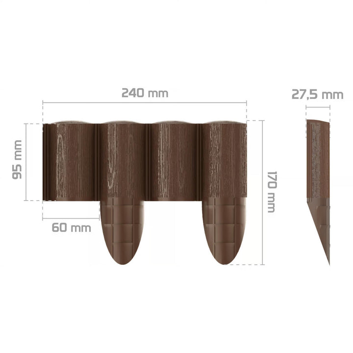Cellfast-Gartenzaun, Holzoptik, frostbeständig, Länge 7,2 m, Farbe: Braun, 34-031