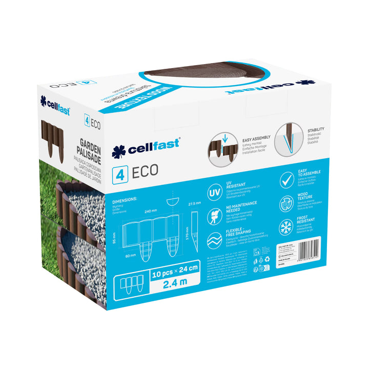 Cellfast-Gartenzaun, Holzoptik, frostbeständig, Länge 7,2 m, Farbe: Braun, 34-031