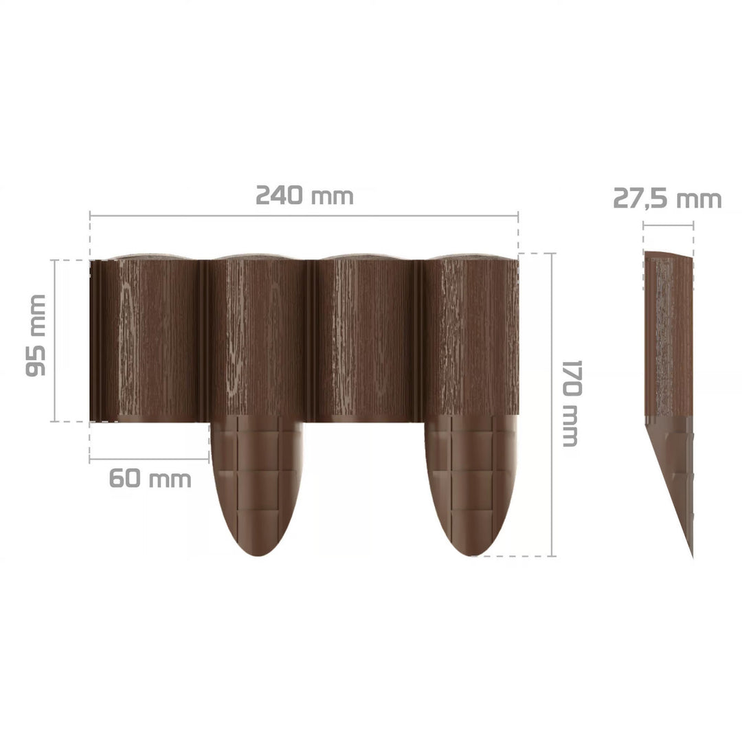 Cellfast-Gartenzaun, Holzoptik, frostbeständig, Länge 14,4 m, Farbe: Braun, 34-031