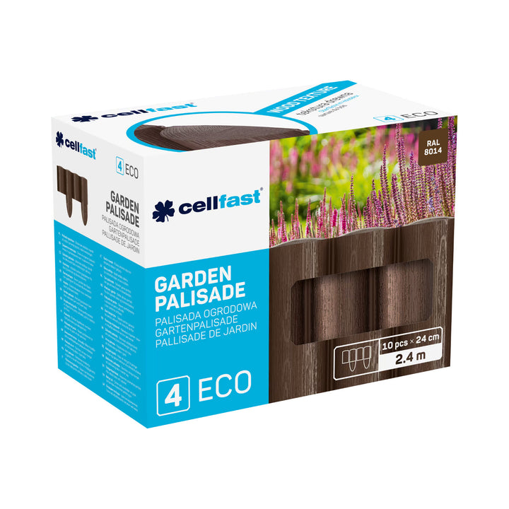 Cellfast-Gartenzaun, Holzoptik, frostbeständig, Länge 14,4 m, Farbe: Braun, 34-031