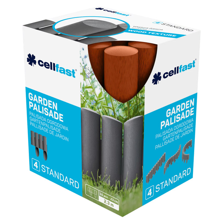 Cellfast-Gartenzaun, Holzoptik, frostbeständig, Länge 6,9 m, ziegelrot, 34-043
