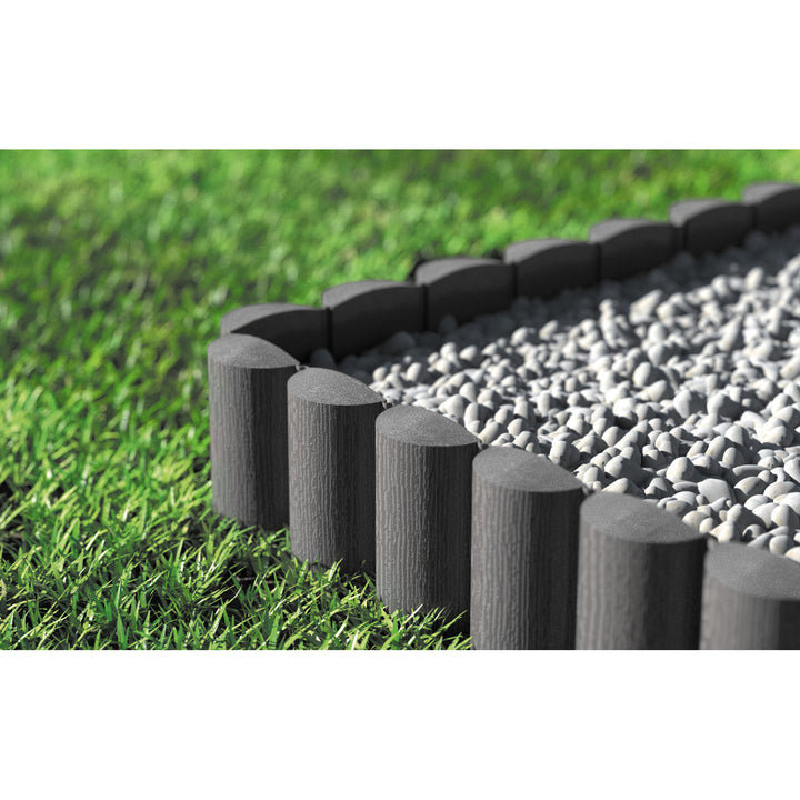 Cellfast-Gartenzaun, Holzoptik, frostbeständig, Länge 14,4 m, Farbe Graphit, 34-054
