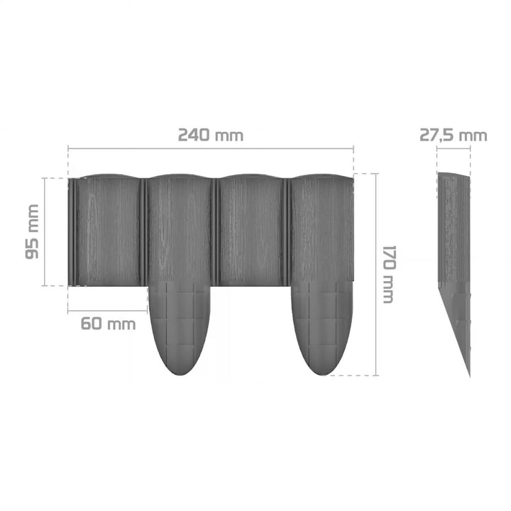 Cellfast-Gartenzaun, Holzoptik, frostbeständig, Länge 14,4 m, Farbe Graphit, 34-054