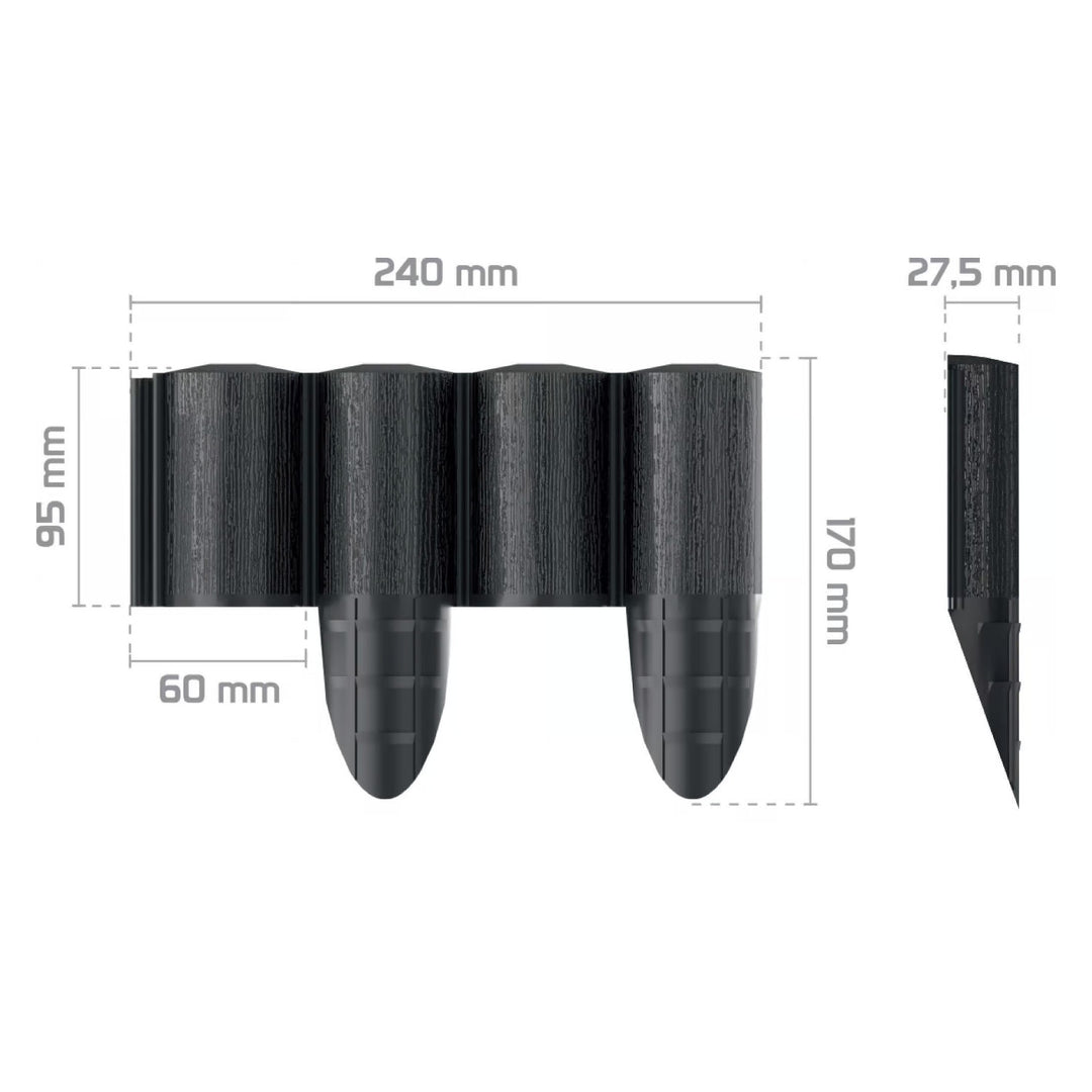 Cellfast-Gartenzaun, Holzoptik, frostbeständig, Länge 14,4 m, Farbe Anthrazit, 34-032