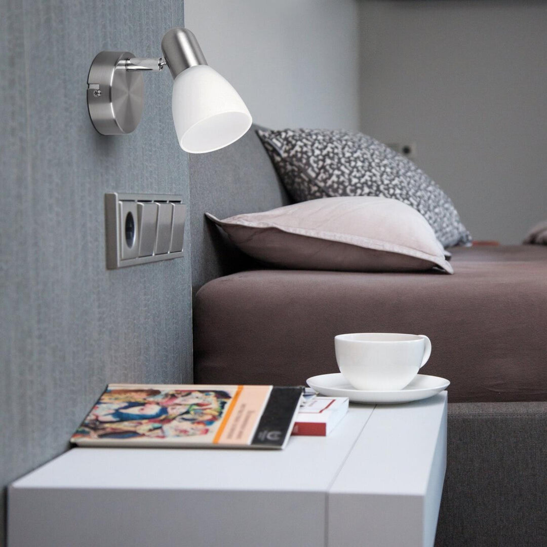 Soma Spot-Lampe E14, max. 40 W, Satin-Chrom, Opal 6301, 2 Stück