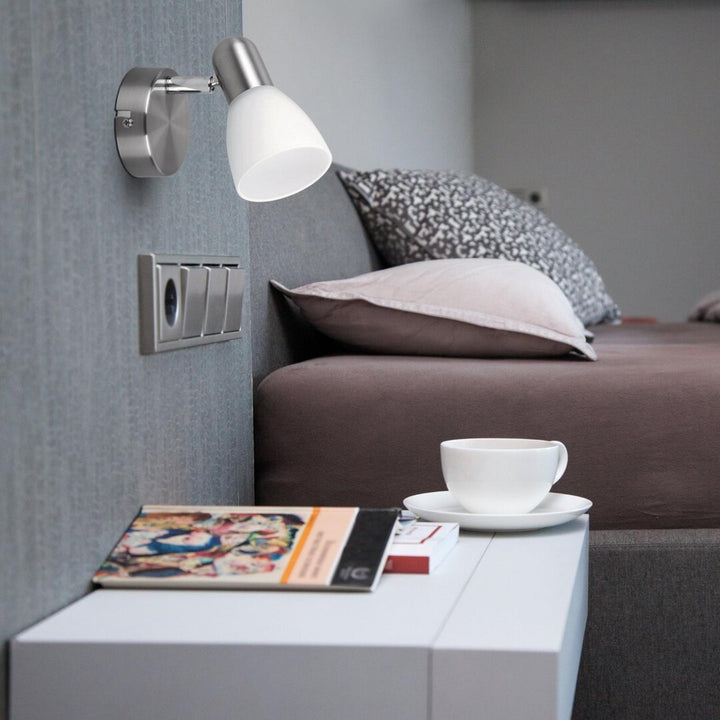Soma Spot-Lampe E14, max. 40 W, Satin-Chrom, Opal 6301, 2 Stück
