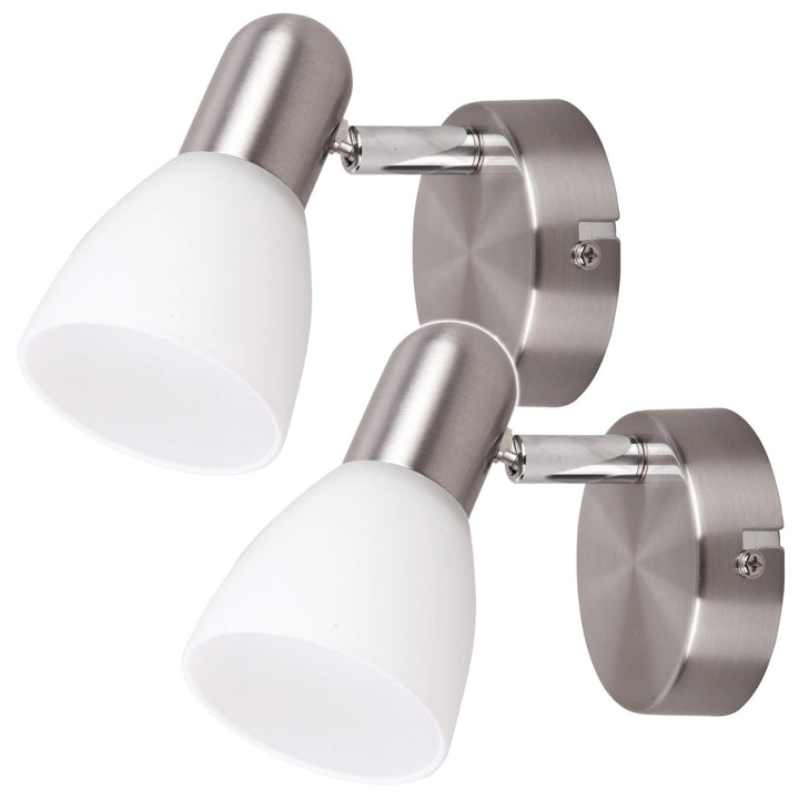 Soma Spot-Lampe E14, max. 40 W, Satin-Chrom, Opal 6301, 2 Stück