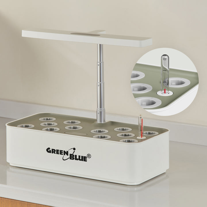 Intelligentes System für den Innenanbau von Pflanzen „GreenBlue“, SMART-Blumentopf, Fassungsvermögen 4 l, 220–240 V AC, 50/60 Hz, 0,4 A, GB133 + Zubehörset