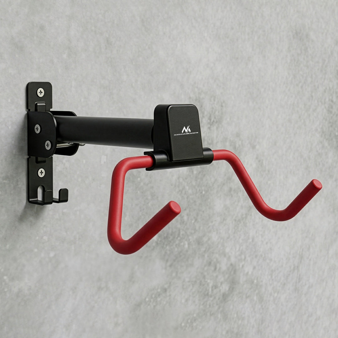 Maclean Fahrradhalterung / Wandhalterung, horizontal, Stahl, max. Belastbarkeit 30 kg, Winkelverstellbar, MC-172, 4 Stück