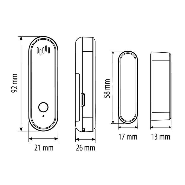 Drahtloser Reed-Schalter / WLAN-Öffnungssensor von GreenBlue, Android/iOS, für Türen / Fenster, 3,0 V DC, LR03x2, mit Alarm, GB478 + 2x R-03 LR03 AAA-Alkalibatterie von Varta Industrial 4003
