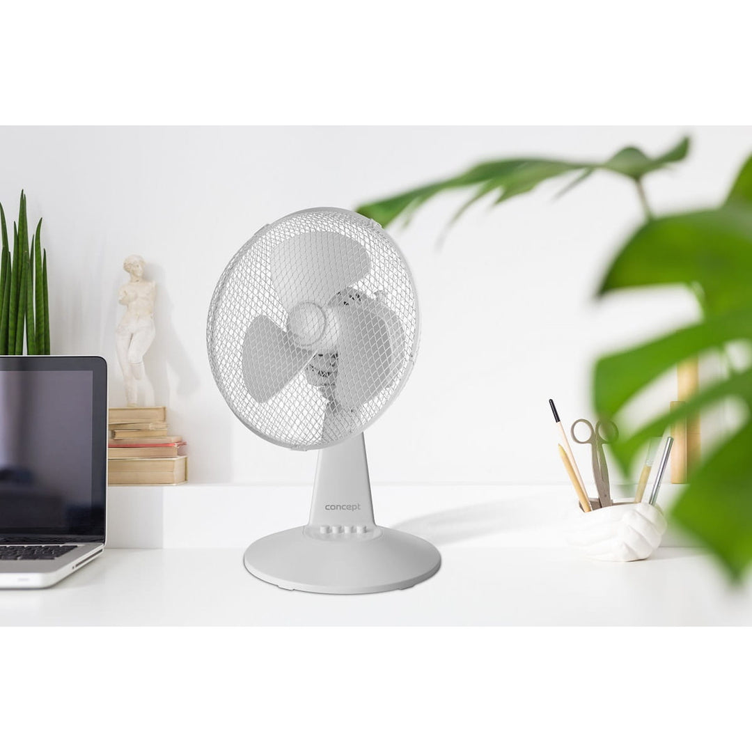 Concept-Tischventilator, Farbe: Weiß, 3 Geschwindigkeitsstufen, Schwenkfunktion, leiser Betrieb, neigungsverstellbar, VS5040