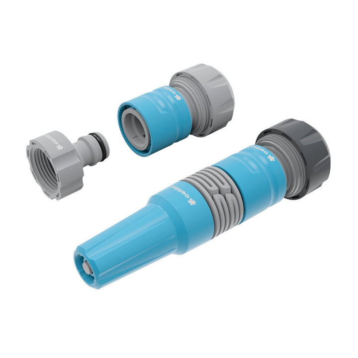 Cellfast-Gartenschlauch, PROFESSIONAL 3/4" 30 m + Set mit geradem Sprühkopf 3/4" IDEAL + Cellfast Aluplus-Schlauchwagen 1/2" 60 m