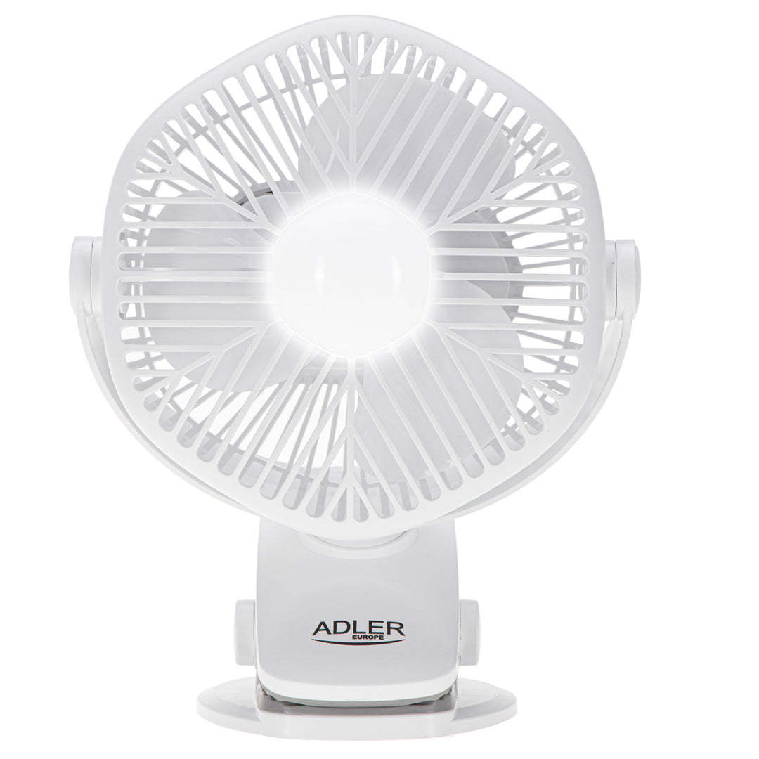 5"/12,7 cm Akku-Ventilator mit Clip – USB / LED, AD 7335, Adler