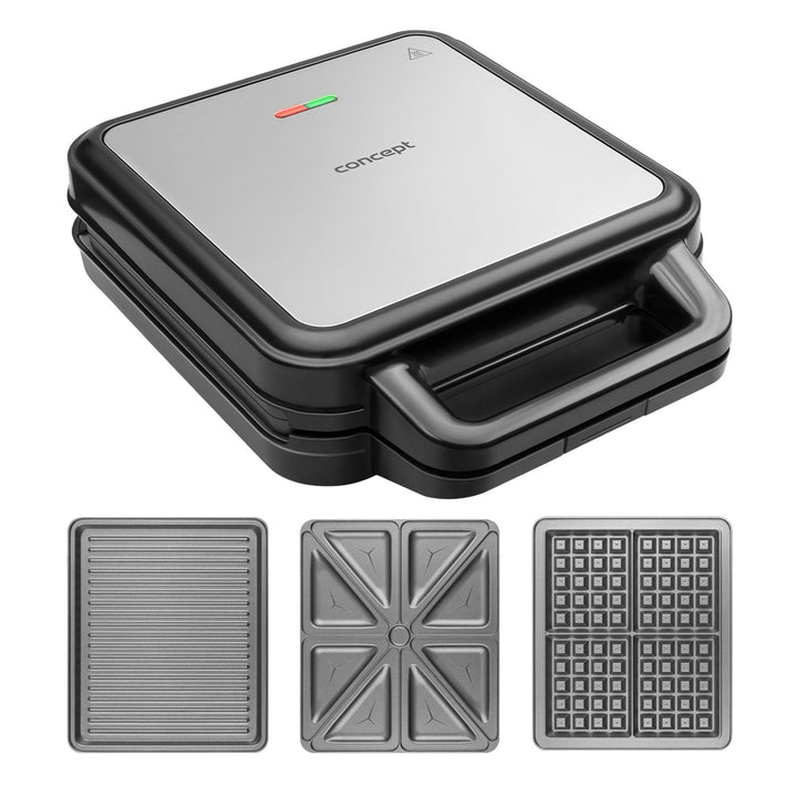 Concept Sandwichtoaster, drei austauschbare Platten, Leistung 1200 W, Antihaft-Oberfläche, Kontrollleuchte, SV3080