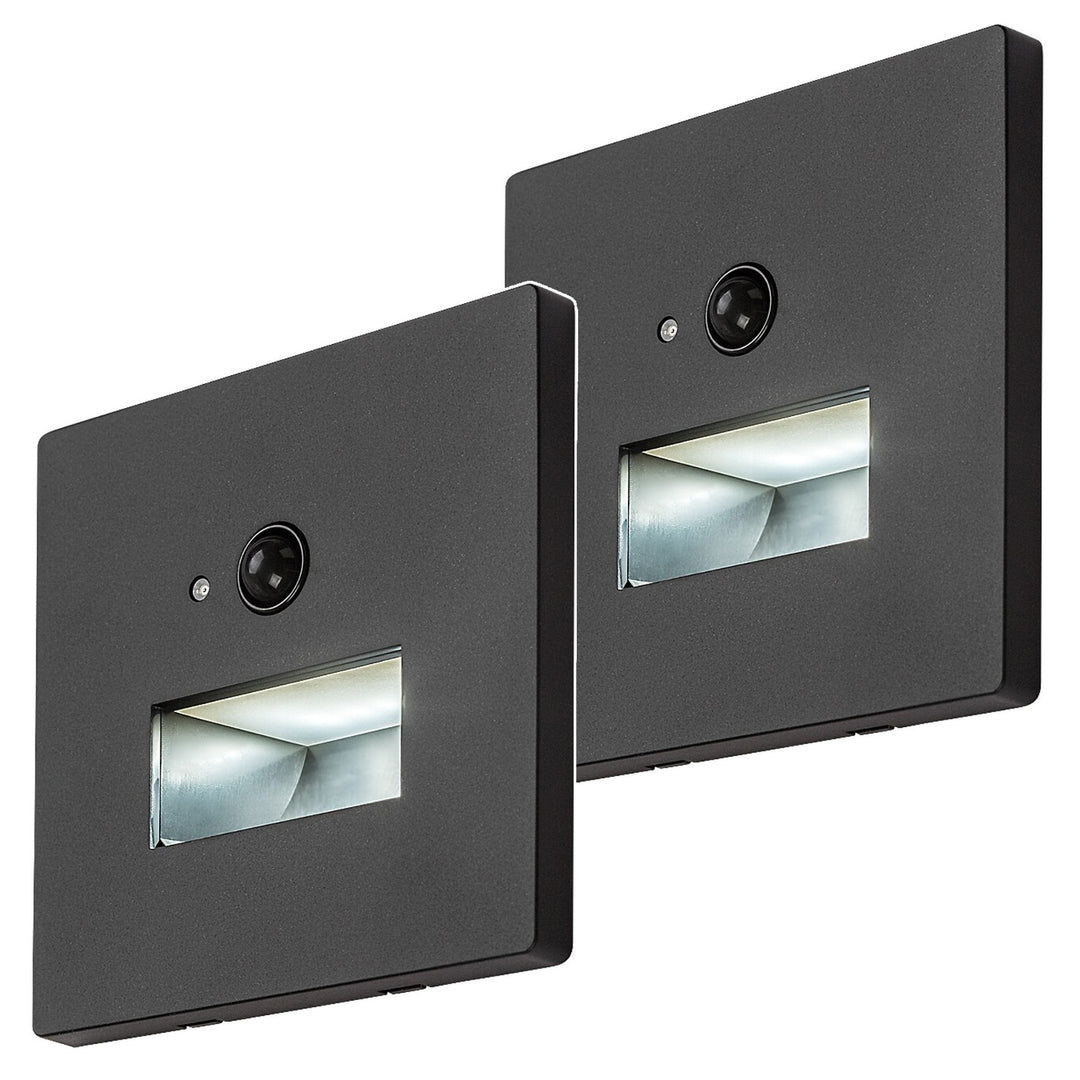 Lunca LED-Lampe 1 W, IP20, schwarz, 3000, 4500, 6500 K, Bewegungsmelder, Lichtsensor, 77197, 2 Stück