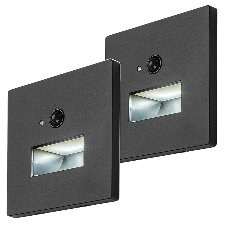 Lunca LED-Lampe 1 W, IP20, schwarz, 3000, 4500, 6500 K, Bewegungsmelder, Lichtsensor, 77197, 2 Stück