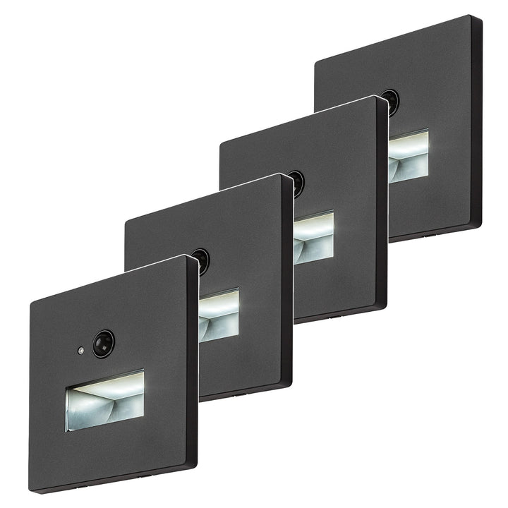 Lunca LED-Lampe 1 W, IP20, schwarz, 3000, 4500, 6500 K, Bewegungsmelder, Lichtsensor, 77197, 4 Stück