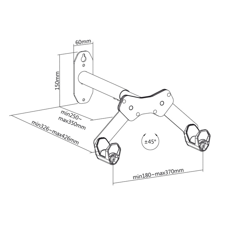 Maclean Wand-Fahrradhalter, max. 25 kg, MC-457, 4 Stück