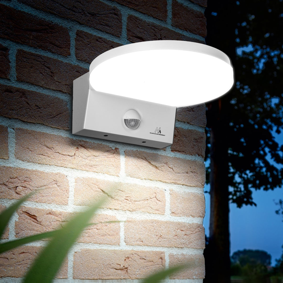 Maclean LED-Leuchte mit Bewegungsmelder, PIR-Bewegungsmelder, Farbe: Weiß, 15 W, IP65, 1560 lm, Lichtfarbe: Neutralweiß (4000 K) MCE344 W, 2 Stück