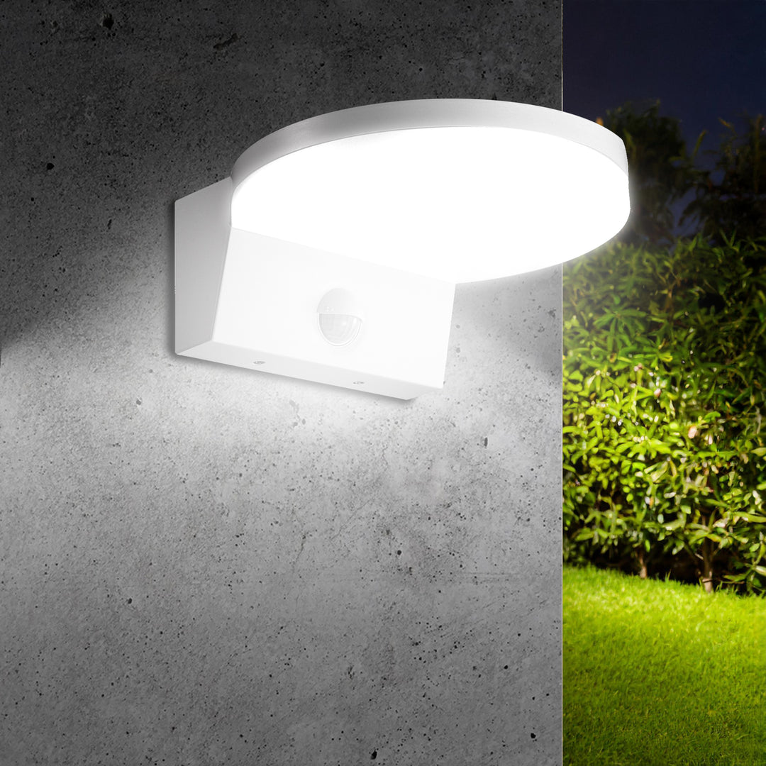 Maclean LED-Leuchte mit Bewegungsmelder, PIR-Bewegungsmelder, Farbe: Weiß, 15 W, IP65, 1560 lm, Lichtfarbe: Neutralweiß (4000 K) MCE344 W, 2 Stück