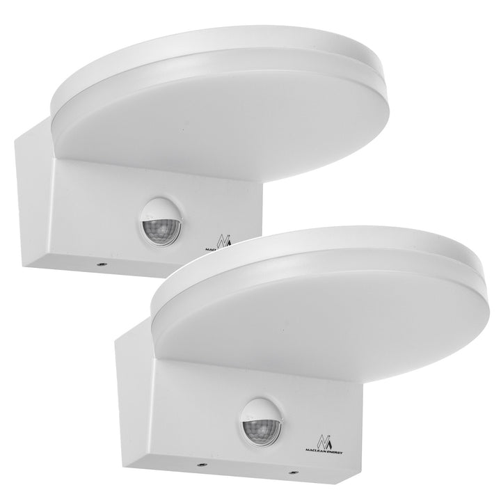 Maclean LED-Leuchte mit Bewegungsmelder, PIR-Bewegungsmelder, Farbe: Weiß, 15 W, IP65, 1560 lm, Lichtfarbe: Neutralweiß (4000 K) MCE344 W, 2 Stück