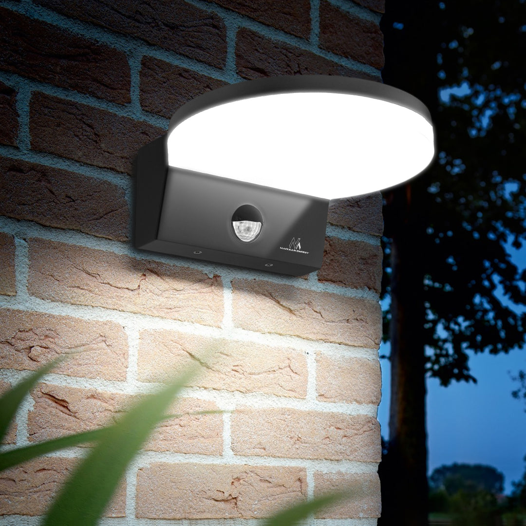 Maclean LED-Leuchte mit Bewegungsmelder, PIR-Bewegungsmelder, Farbe: Schwarz, 15 W, IP65, 1560 lm, Lichtfarbe: Neutralweiß (4000 K) MCE344 B, 2 Stück