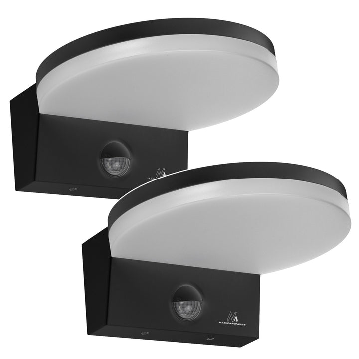 Maclean LED-Leuchte mit Bewegungsmelder, PIR-Bewegungsmelder, Farbe: Schwarz, 15 W, IP65, 1560 lm, Lichtfarbe: Neutralweiß (4000 K) MCE344 B, 2 Stück