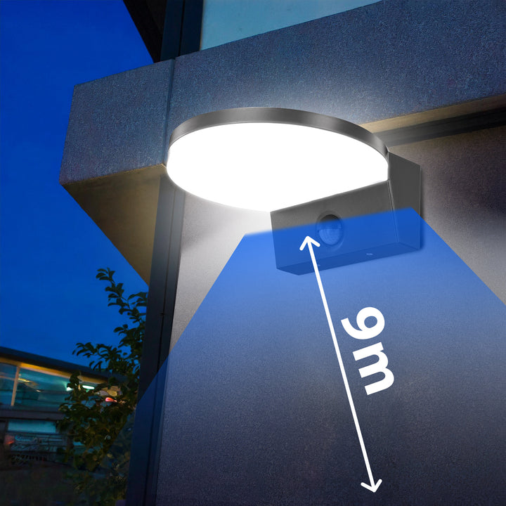 Maclean LED-Leuchte mit Bewegungsmelder, PIR-Bewegungsmelder, Farbe: Grau, 15 W, IP65, 1560 lm, Lichtfarbe: Neutralweiß (4000 K), MCE344 GR, 2 Stück