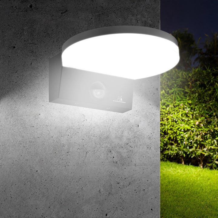 Maclean LED-Leuchte mit Bewegungsmelder, PIR-Bewegungsmelder, Farbe: Grau, 15 W, IP65, 1560 lm, Lichtfarbe: Neutralweiß (4000 K), MCE344 GR, 2 Stück