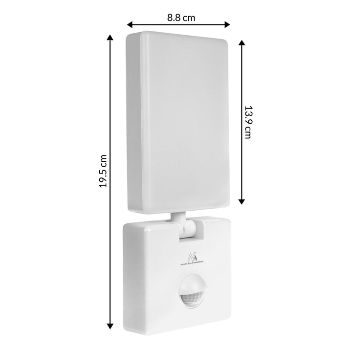 Maclean LED-Leuchte mit Bewegungsmelder, PIR-Bewegungsmelder, Farbe: Weiß, 10 W, IP65, 800 lm, Lichtfarbe: Neutralweiß (4000 K) MCE516 W, 2 Stück