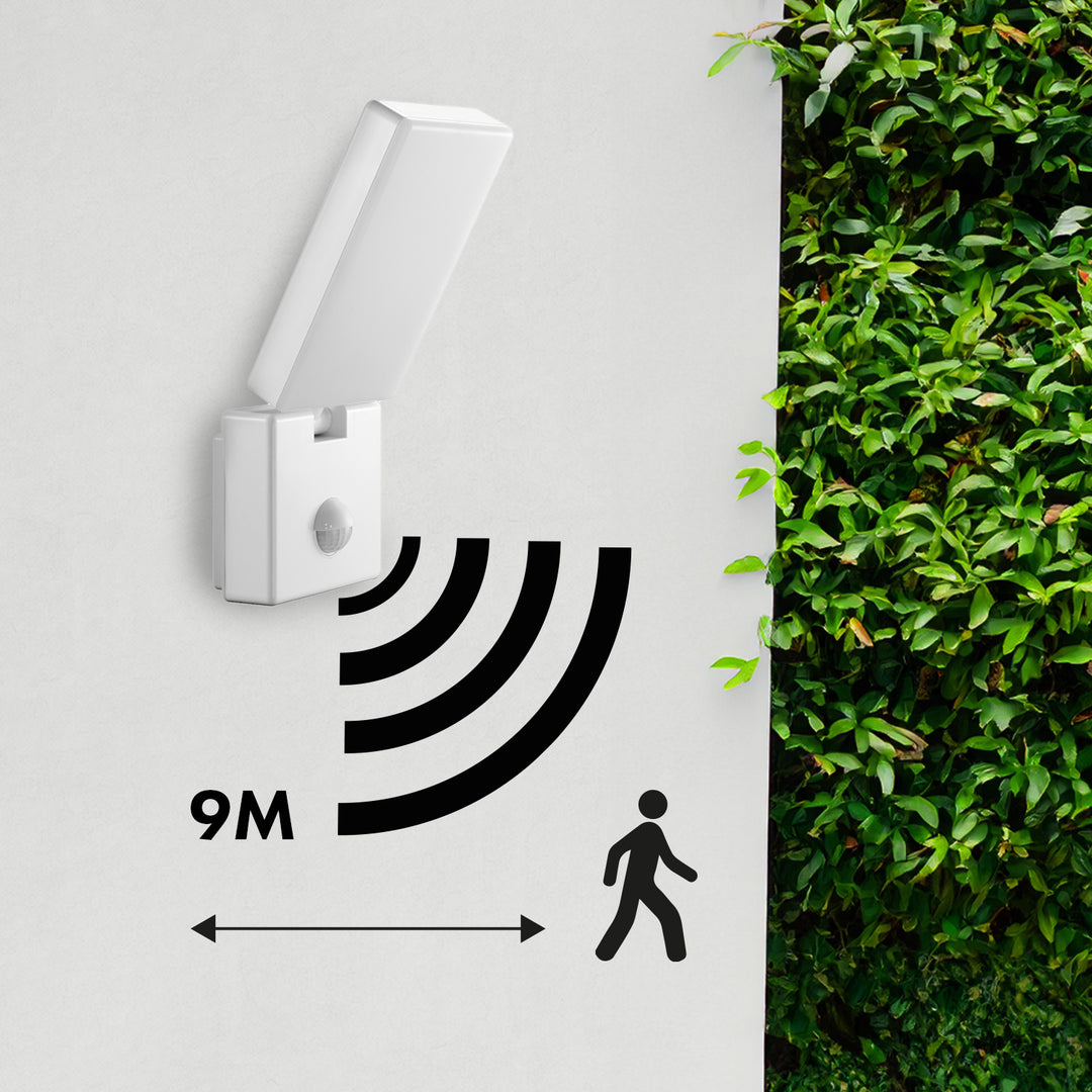Maclean LED-Leuchte mit Bewegungsmelder, PIR-Bewegungsmelder, Farbe: Weiß, 10 W, IP65, 800 lm, Lichtfarbe: Neutralweiß (4000 K) MCE516 W, 2 Stück