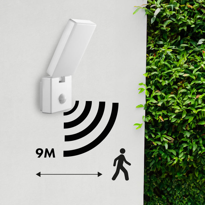 Maclean LED-Leuchte mit Bewegungsmelder, PIR-Bewegungsmelder, Farbe: Weiß, 10 W, IP65, 800 lm, Lichtfarbe: Neutralweiß (4000 K) MCE516 W, 2 Stück