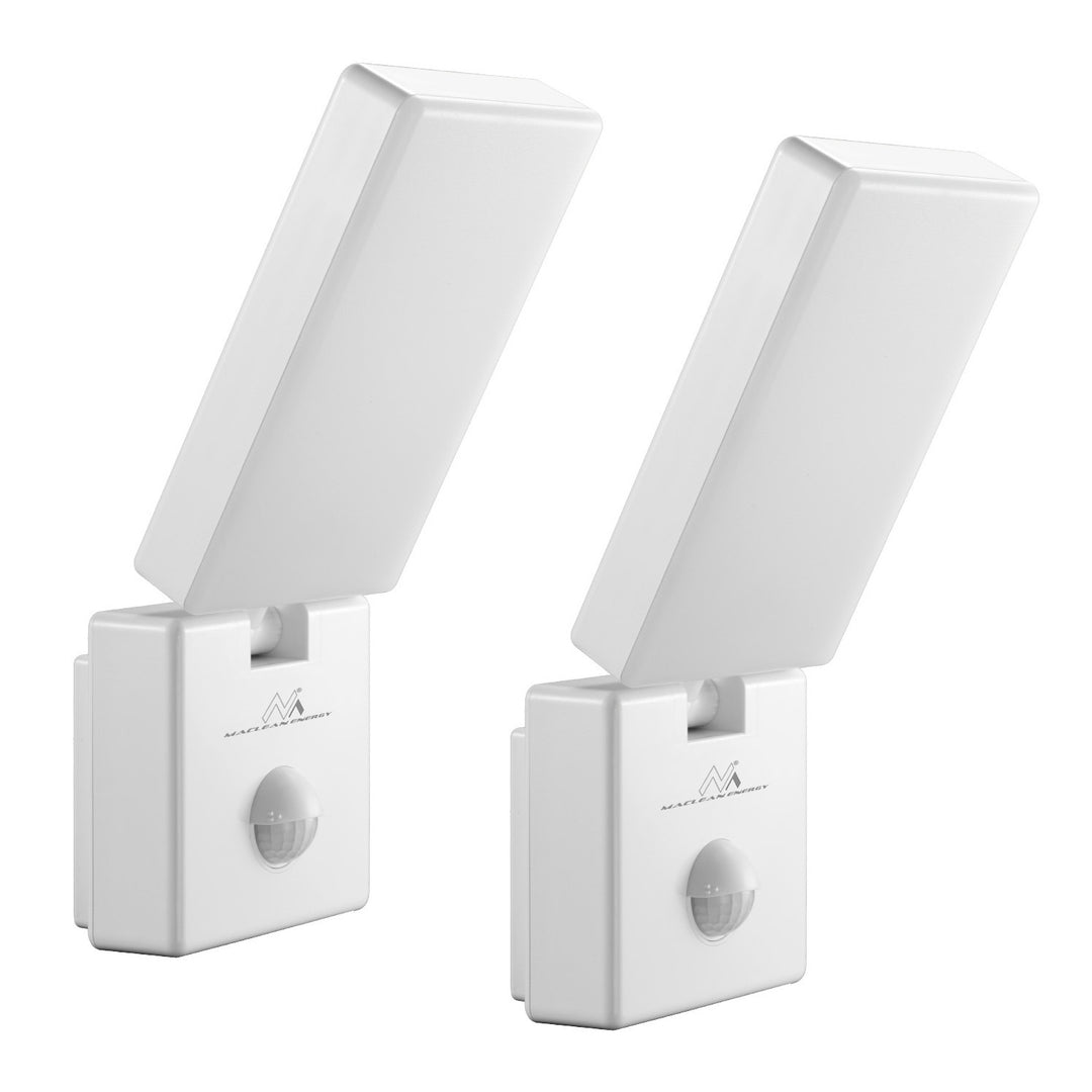 Maclean LED-Leuchte mit Bewegungsmelder, PIR-Bewegungsmelder, Farbe: Weiß, 10 W, IP65, 800 lm, Lichtfarbe: Neutralweiß (4000 K) MCE516 W, 2 Stück
