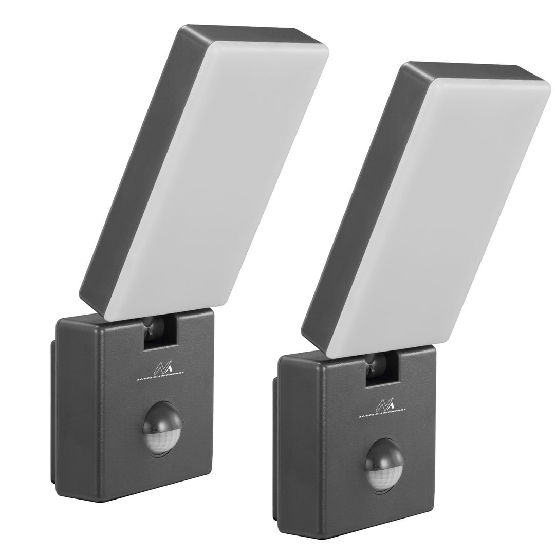 Maclean LED-Leuchte mit Bewegungsmelder, PIR-Bewegungsmelder, Farbe: Grau, 10 W, IP65, 800 lm, Lichtfarbe: Neutralweiß (4000 K) MCE516 GR, 2 Stück