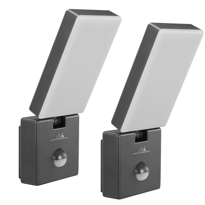 Maclean LED-Leuchte mit Bewegungsmelder, PIR-Bewegungsmelder, Farbe: Grau, 10 W, IP65, 800 lm, Lichtfarbe: Neutralweiß (4000 K) MCE516 GR, 2 Stück