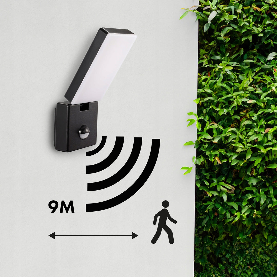 Maclean LED-Leuchte mit Bewegungsmelder, PIR-Bewegungsmelder, Farbe: Schwarz, 10 W, IP65, 800 lm, Lichtfarbe: Neutralweiß (4000 K) MCE516 B, 2 Stück
